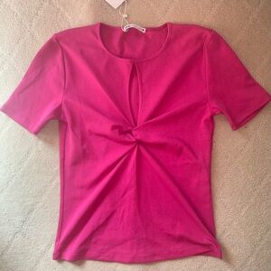 NWT Zara Hot Pink Fuchsia Keyhole Knot Top